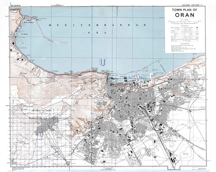 Un ancien plan d'Oran fait par le « War Office » des Etats-Unis en 1942